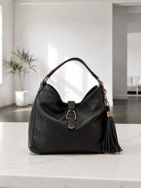 G.I.L.I black solid leather hobo bag